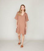Vestido Napoles Corto Lino Terracota - Vestido